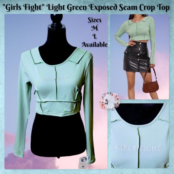 The MBM Boutique Tops - 🆕Girls Fight, Green exposed seam Crop Top